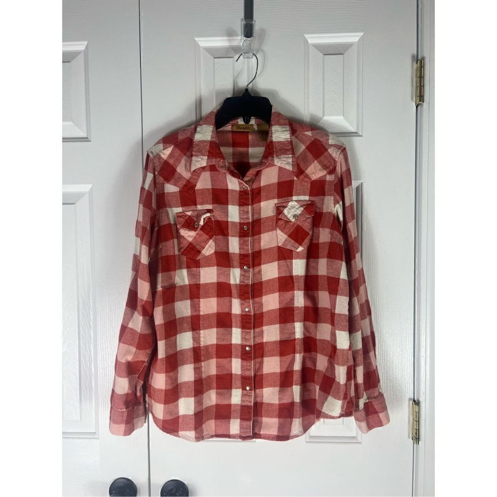 Wrangler Womens Plaid Flannel Button Down Shirt Size XL